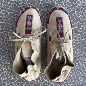 Handmade Deerskin Beaded Moccasins